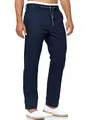 Indicode Herren Veneto Stoffhose aus Leinen & Baumwolle | Leinenhose Freizeithose Männer Navy, S