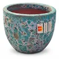 Teramico Premium Pflanzkübel Keramik glasiert – 100% Frostfest & Handarbeit. Blumenkübel mit Loch für Außen & Innen. Hochwertiger Übertopf Unikat Winterfest (Lava Grün, 38cm x 31cm)