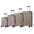 Suitcase Set, Rollkoffer Handgepäck, Kofferset, mit 4 Rollen 360°, Hartschalenreise Zahlenschloss, Weicher Gummigriff (4er Set, S,M,L&XL,Champagner)