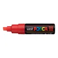 uni-ball 182677 - POSCA Marker mit breiter Keilspitze, neon rot Neon-rot