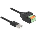 Delock USB 2.0 Kabel Typ-A Stecker zu Terminalblock Adapter mit Drucktaster 15 cm (0.15 m, USB 2.0) (66061)