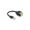 DeLOCK USB 2.0 Kabel Typ-A Stecker zu Terminalblock Adapter mit Drucktaster 15 cm, 0,15 m, USB A, 5-pin terminal block, USB 2.0, Schwarz