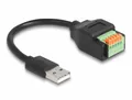 Delock USB-Kabel USB 2.0 USB-A Stecker, 5 Pin Terminalblock 0.15m Schwarz 66061