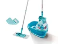 Leifheit Set CLEAN Twist M Flachwischer Ergo 2.0, Bodenwischer mit 1x Mikrofaser Bezug für alle glatten Böden und 1x elektrostatischem Staubtuch, Wischmopp mit Click-System, mit Schleudertechnologie