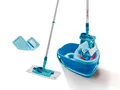 Leifheit Wischmopp Set CLEAN TWIST M Ergo (micro duo) + duster static, (5-St), Drill-Stiel-Mechanik, Wischbezüge inkl., längenverstellbar (110-140cm)