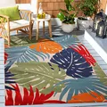 SANAT Outdoor Teppich Wetterfest - Outdoorteppiche für den Innen und Außenbereich, Balkon Teppich Wasserabweisend, Strapazierfähige Teppiche für Terrasse Garten und Wohnzimmer, Mehrfarbig 60 x 110 cm