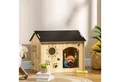 PawHut Hundehütte Hundehaus mit Dach Hundehöhle Indoor, Eiche+Schwarz 69 x 50 x 58,5 cm