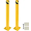 VEVOR Zwei 122 cm Parkplatz-Sicherheitspoller Parkschrankenpfosten, 20 x 20 cm Parkbarriere Parkpfosten, Parkpfosten Verkehrsstraßenröhre Stange, Geeignet für Innen- und Außenbereiche, Parkplätze