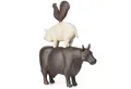 Moritz Dekofigur Deko-Figur Kuh Schwein und Hahn stehen aufeinander aus Polyresin, Polyresin Figuren Deko Geschenk Geometrische TierFigur Modern Skulptur