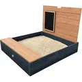 AXI Mandy Sandkasten aus Holz mit Sitzbank, Stauraum, Deckel & Kreidetafel | Sandkasten in Anthrazit & Braun inklusive Bodeplane | 100 x 90 cm - Grau