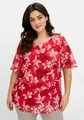 sheego Große Größen: Chiffontunika mit Blütenprint und Flügelärmeln, erdbeere gemustert, Gr.40-58 15581502316