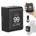 V-Mount Akku, Moman Power99 V-Lock Battery mit Dual D-Tap & 65W PD USB-C Output 99Wh/14.4V 15A 200W Tragbar Klein für Camcorder Blackmagic BMPCC 4K/6K Kamera DSLR Monitor, V-Mount-Akku-Batterie-Mini
