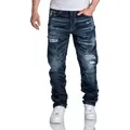 Amaci&Sons Straight-Jeans KANSAS Regular Fit Destroyed Jeans blau W40/L30