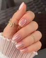 MouyouGlow Press on Nails Kurz,Square Rosa Glaze Einfarbige Fake Nails