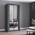 Kleiderschrank Schwebetürenschrank Schrank 100cm Grau/Grau mit zwei Spiegeln MILAN - Grau