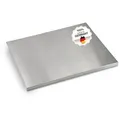 Feuerfest 123 GmbH Schneideunterlage Schneidebrett / Knetbrett aus Edelstahl - mit Anschlagkante, Für Kneten, Schneiden & Backen – 100 % Made in Germany 50 cm x 40 cm x 2 cm