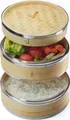Dimono Bambus Dampfgarer Größe L (Ø 24cm) mit 2 Etagen & Edelstahl-Verstärkung – Traditioneller Dumpling Maker & Reiskocher für gesundes Garen