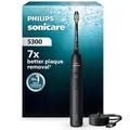 Philips Sonicare 5300 elektrische Zahnbürste, Schallzahnbürste mit 2 Intensitätsstufen, Andruckkontrolle, EasyStart, Smartimer und BrushPacer, Schwarz, Modell HX7101/01 [Neue Technologie]
