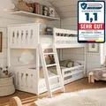 Kids Collective Hochbett 90x200 cm mit Rausfallschutz & Zwei Lattenroste in weiß Mädchen Jungen Bett Kinderbett Jugendbett 90x200 cm | von 4. bis... - Weiß