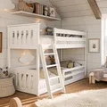 Kids Collective Hochbett 90x200 cm mit Rausfallschutz & Zwei Lattenroste in weiß Mädchen Jungen Bett Kinderbett Jugendbett 90x200 cm | von 4. bis 18. Lebensjahr