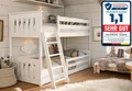 Kids Collective Etagenbett Hochbett Stockbett Kinderbett 90x200 cm Rausfallschutz & Lattenrost, Bett für Mädchen & Jungen 90x200 cm massives Kiefernholz, weiß