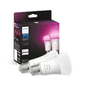 Philips Hue White & Color Ambiance E27 LED Glühbirne, 1100 lm, 16 Mio. Farben, Dimmbar, Steuerbar via App und Stimme, Kompatibel mit Amazon Alexa, 2er Pack