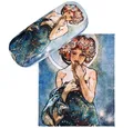 edles Hartschalen-Etui mit Microfaserbezug | Mucha : Der Mond | Metallscharnier