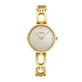 s.Oliver Armbanduhr Damen Quarzuhr Analog, mit Edelstahl Armband, Gold, 3 bar Wasserdicht, Kommt in Uhren Geschenk Box, 2033524