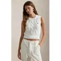 Polo Ralph Lauren für Damen. 211959295001 Gehäkelte Weste aus weißem Achter-Strickstoff (XL), Baumwolle, Ärmellos / Hosenträger
