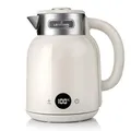 LEHMANN Elektrischer Wasserkocher mit Temperatureinstellung 40-100°C, 1,5L, Warmhaltefunktion, LED-Display, Edelstahl, Abschaltautomatik und Überhitzungsschutz, BPA-frei, 2200 W, Beige