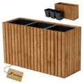 Blumenkasten für außen Pflanzen-Übertopf aus Holz mit Kunststoff-Pflanzeneinsatz 18 l Blumentopf eckig für Balkon oder Terrasse - Braun