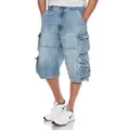 Jet Lag Cargoshorts 007 B Denim Jeansshorts Bleached oder Light Navy blau XXL