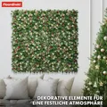 Pflanzenwand Natur Festtagsdeko mit roten Beeren, Tannenzapfen 50x50 cm Festive