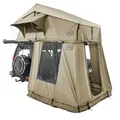 Prime Tech | Extended L Vorzelt mit Autodachzelt | Softshell-Dachzelt mit Bodenplane & Teleskopleiter | 240x135 cm Liegefläche | Komfort-Zelt für Camping, Vanlife & Overlanding | Beige