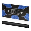 Relaxdays Pokermatte, 120x60 cm, Texas Hold'em, rutschfest, wasserfest, Pokerteppich mit Hülse, 10 Spieler, blau/schwarz