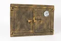 SEZAM doppelte Brotbackofentür aus Gusseisen mit Thermometer 500 °C, mit Türriegel, Pizzaofentür - Brotofen - Steinofentür, 48 x 3 x 32,5 cm, altgoldfarbene Bemalung