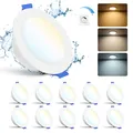 Gr4tec LED Einbaustrahler 230V IP65, 10er set LED Spots Dimmbar, Deckenspot Warmweiß Neutralweiß Kaltweiß 6W 700LM, Spot Deckenleuchte Einbauleuchten Weiß für Badezimmer Küche Wohnzimmer, Loch 68-80mm