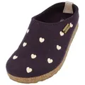 Haflinger Grizzly Cuoricino Filzclog aus reinem Wollfilz Unisex Herzmotiv Hausschuh lila 42 EU