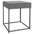 osoltus Nachttisch grau Metall | Beistelltisch Soft-Close Schublade Industriedesign | Cube Grey Series