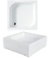 VBChome Duschwanne 90x90x16,5 cm Eckig Tief – Duschtasse aus Sanitär-Acryl mit abnehmbarer Schürze oder zum Befliesen – Ablaufgarnitur Ø50 mm – Kratzfest & Pflegeleicht