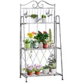 Outsunny 3-Etagen Pflanzregal klappbar Pflanzenständer für Außenbereich wie Balkon, Terrasse oder Garten Blumenregal Metall Blumenständer Blumentreppe Gartenregal Silbergrau