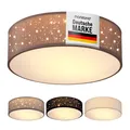 DeubaXXL DE Deckenlampe Taupe Stoff Ø30cm Sternenhimmel 109406