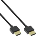 INLINE HDMI Superslim Kabel A an A, St/St, schwarz/gold, 1m, Premium, HDMI-High Speed mit Ethernet