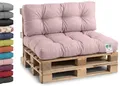 Gutekissen® Palettenkissen, Gartensofakissen, Gesteppte Kissen gefüllt mit granuliertem Poulirette-Schaum, viele Farben und Größen PPI (Rückenlehne 120x40, gesteppt Hellrosa)