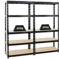 PROREGAL Mega Deal 2x Schwerlastregal Tiger HxBxT 180 x 90 x 45 cm Fachlast 265 kg 5-Ebenen Schwarz
