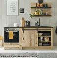 Furn.Design Küchenzeile in Used Wood hell und grau/anthrazit Küchenschrank Set 4-teilig Singleküche Landhaus-Stil 196 x 180 cm Stove (Set 1)