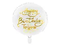 Folienballon Happy Birthday to You 35cm rund Helium Luftballon Kindergeburtstag Geburtstag weiß gold