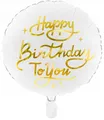Folienballon „Happy Birthday To You“, 35 cm, Weiß