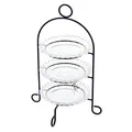 Dekoleidenschaft Etagere aus Metall mit 3 Glastellern, Retro Gebäckständer mit 3 Etagen, Obst-Etagere, Ständer für Muffins, Gebäck, Cupcakes & Donuts, Kuchenständer, Kuchenetagere