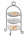 Dekoleidenschaft Etagere aus Metall schwarz, 3 stöckig mit Glastellern, Retro Gebäcketagere, Metall, (4-tlg), Obstetagere, Ständer für Muffins Gebäck Donuts Cupcakes Kuchen